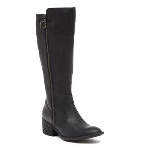 NWT $240 Born Fannar LEATHER Knee High Tall Boot BLOCK BLACK 6.5 (TPO5.5)